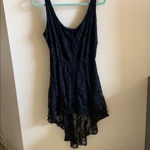 Hi-lo black lace dress